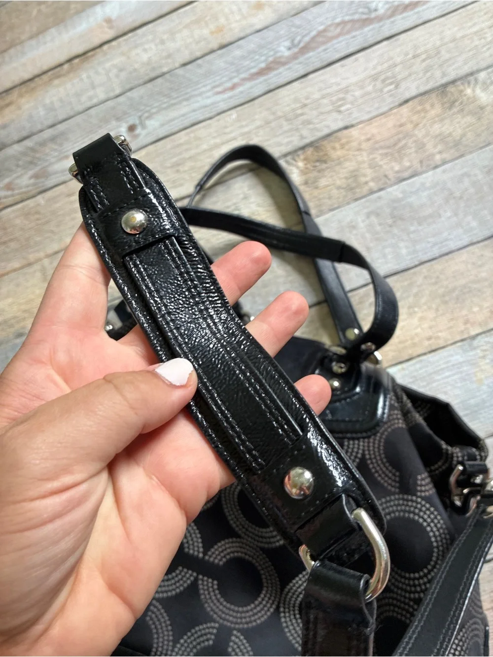 Coach Ashley op art black satchel shoulder bag